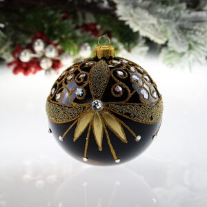 Złoty ornament na czarnej. 10cm/4szt.