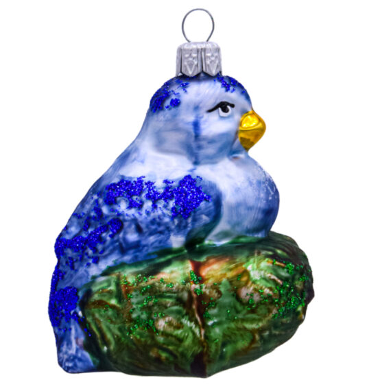 Bombka szklana z pięknym niebieskim ptakiem