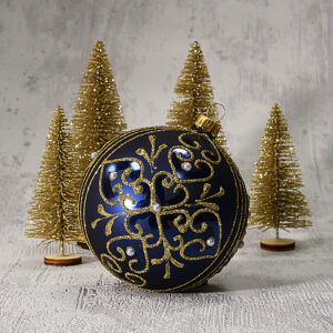Granatowy ornament z perełkami. [10cm]