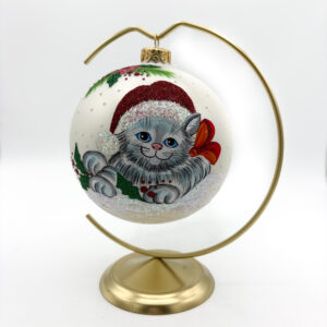 Bombka szary kotek [12cm] 1szt. ze stojakiem