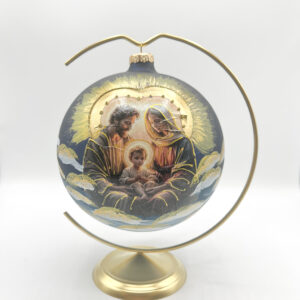 Bombka szklana ze stojakiem dekorowana 24k złotem [1szt.] 15cm