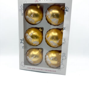 Zestaw bombek złotych – białe domki [8cm] 6szt