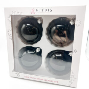 Zestaw czarnych bombek błyszczących [10cm] 4szt.