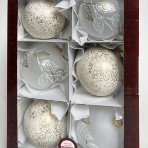 Świąteczna elegancja – zestaw bombek złote listki [8cm] 6szt.