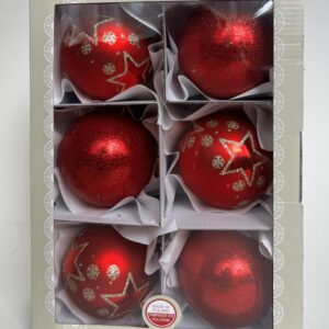 Świąteczna elegancja – zestaw bombek złote listki [8cm] 6szt.