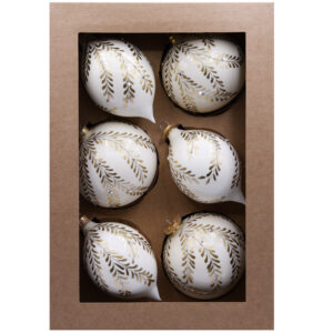 Zestaw  biało-złoty bombka/owal [6szt.] (10cm)