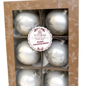 Zestaw bombek białe gwiazdki [ 8cm] 6szt