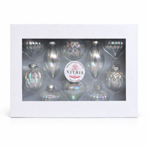 Elegancja zimowej nocy – zestaw bombek iryzowanych [10 szt]