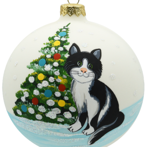 Bombka czarno – biały kotek [12cm] 1szt.