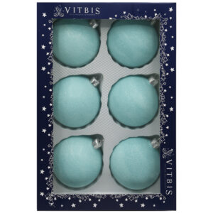 Zestaw bombek – brokatowy turkus. [8cm] 6szt