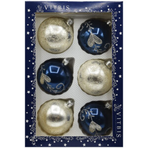 Zestaw bombek granatowo – srebrny [ 8cm] 6szt