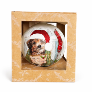 Bombka piesek w mikołajkowym stroju [15cm] 1sz.