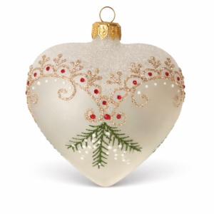 Serce – bombka w odcieniach bieli ze złotem [10cm] 1szt.