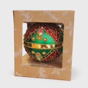 Bombka szklana czerwono – zielona 1szt. [10cm]